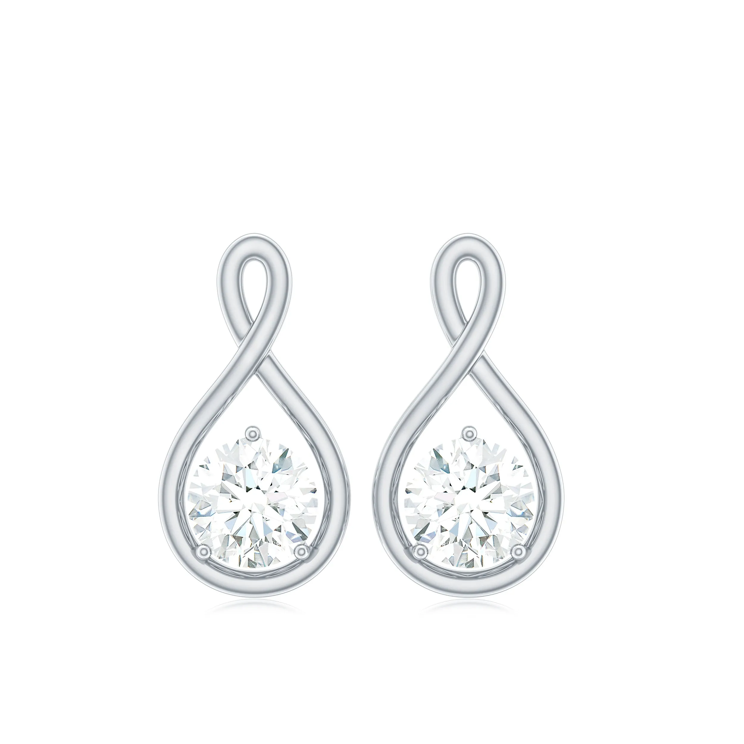 0.50 CT Round Cut Moissanite Infinity Stud Earrings