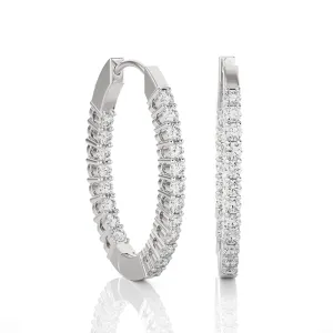 1 ctw Round Lab Grown Diamond Inside Out Hoop Earrings
