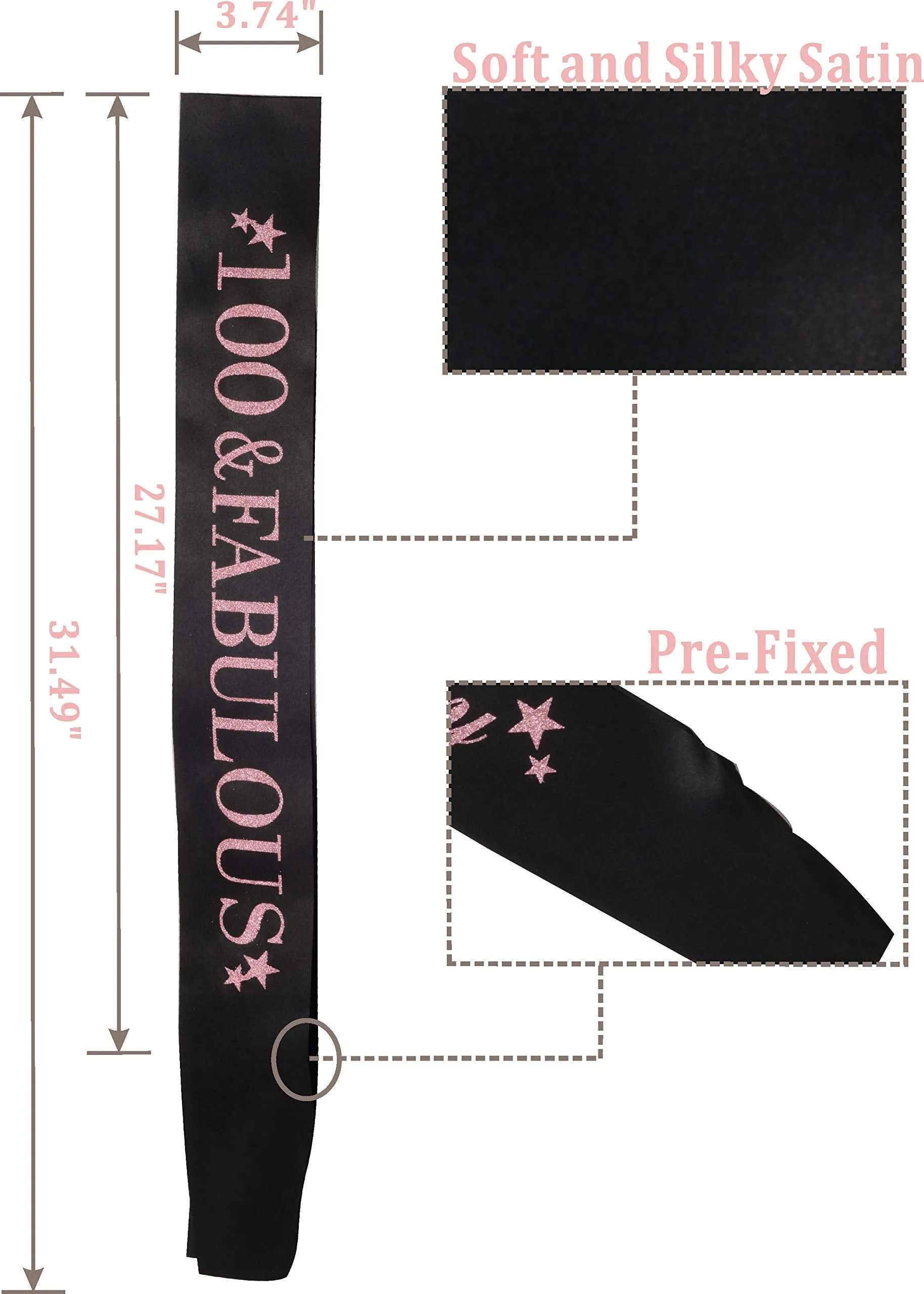 100th Birthday Sash And Tiara For Women - Fabulous Glitter Sash   Waves