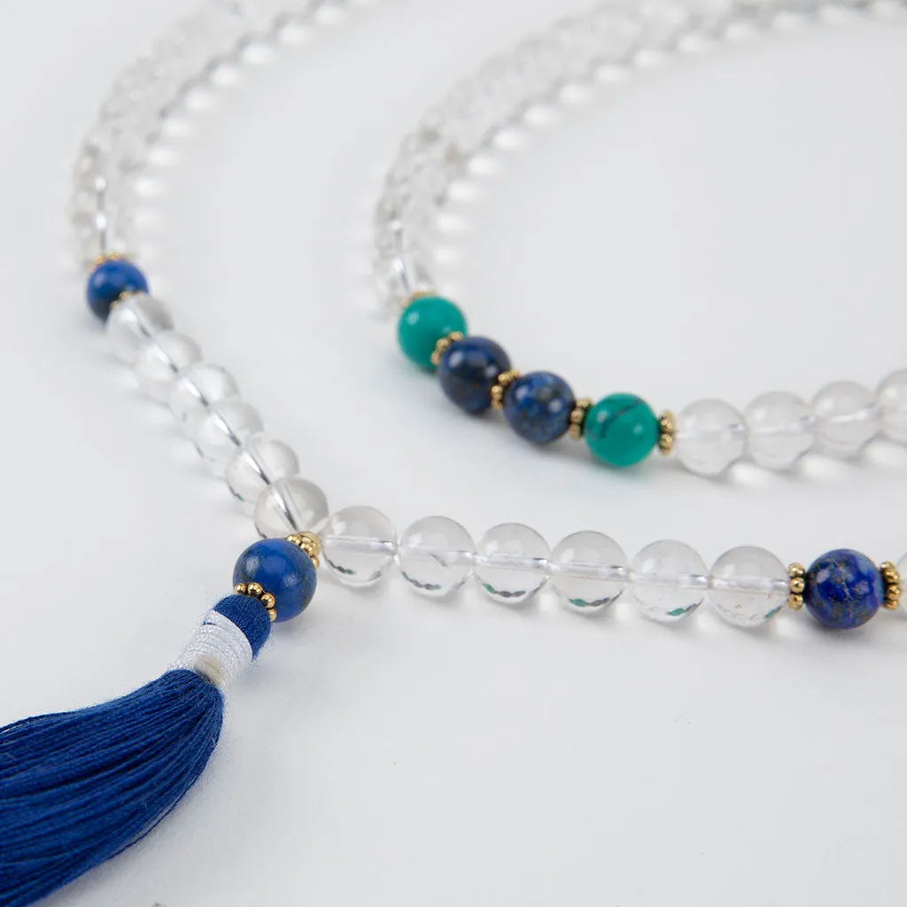 108 Bead Crystal Mala with Turquoise & Lapis