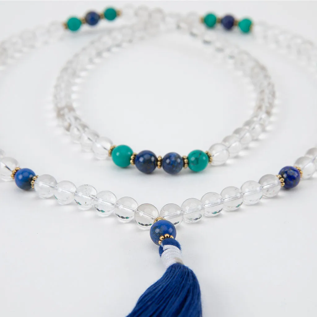108 Bead Crystal Mala with Turquoise & Lapis