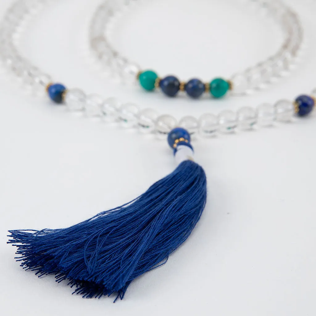 108 Bead Crystal Mala with Turquoise & Lapis