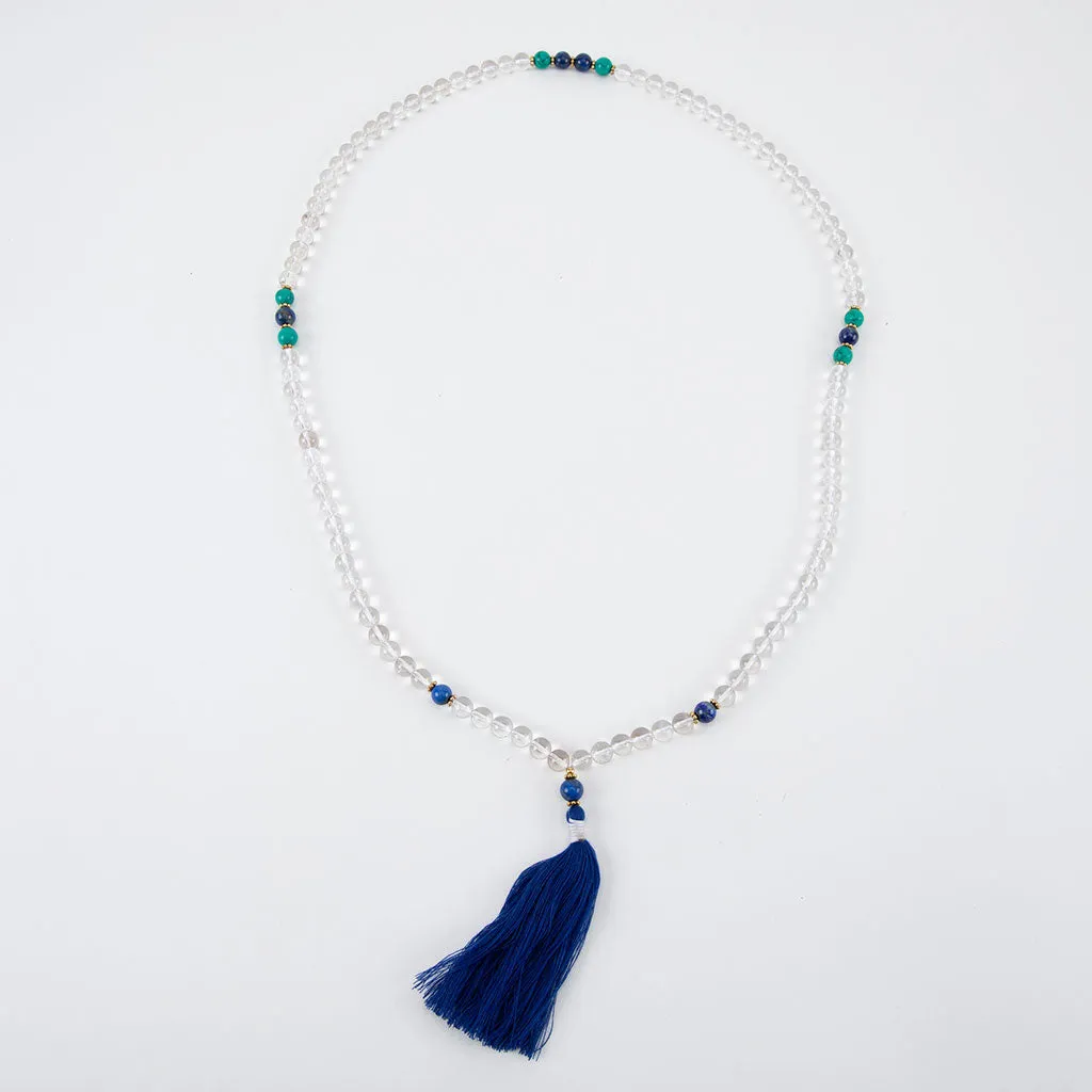 108 Bead Crystal Mala with Turquoise & Lapis