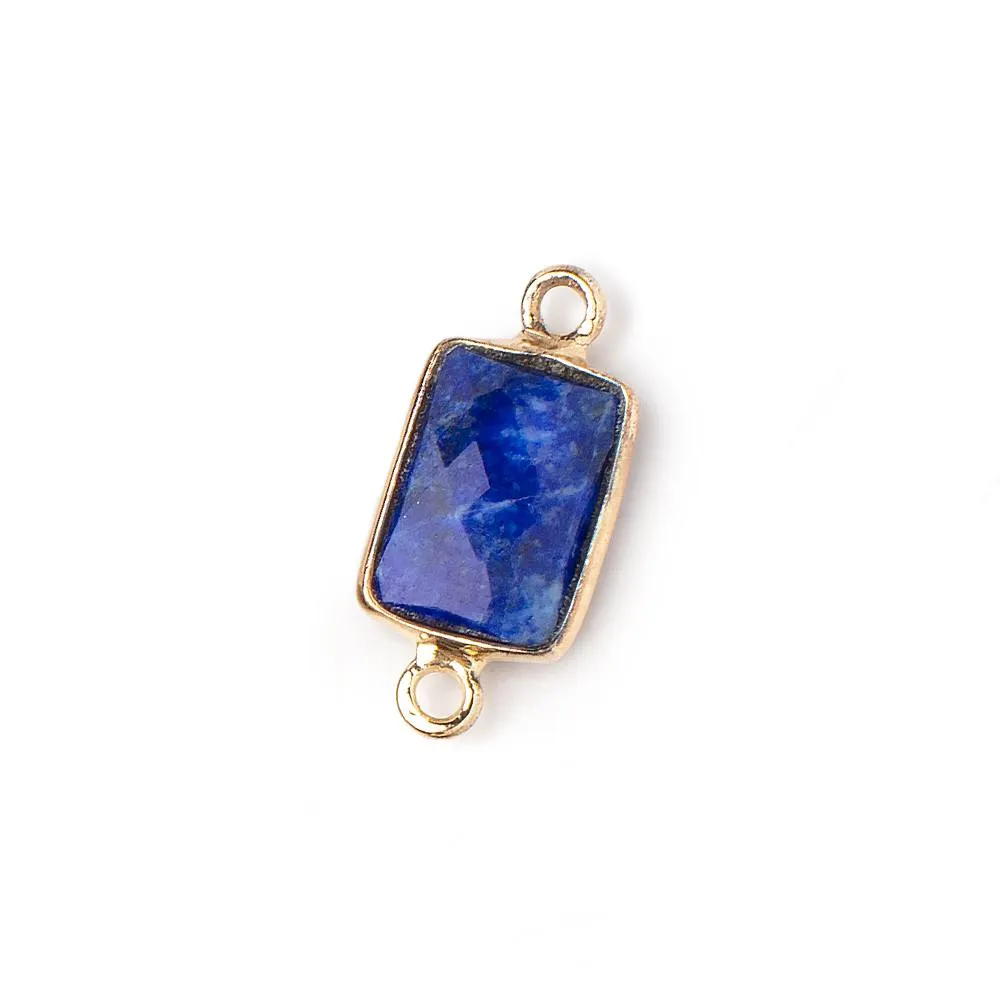 10x7mm Vermeil Bezel Lapis Lazuli Faceted Rectangle Connectors 1 piece