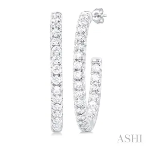 1/2 ctw French Pave Set Round Cut Diamond Fashion Half Hoop Earring in 14K White Gold 1/2 ctw French Pave Set Round Cut Diamond Fashion Half Hoop Earring in 14K White Gold