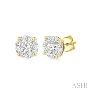 1/4 Ctw Lovebright Round Cut Diamond Earrings in 14K Yellow and white Gold