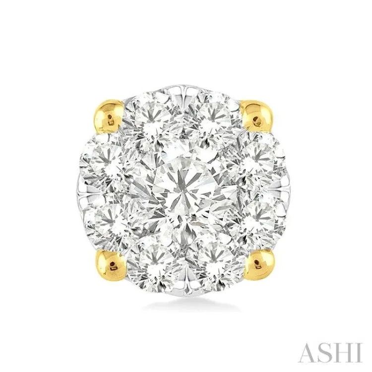 1/4 Ctw Lovebright Round Cut Diamond Earrings in 14K Yellow and white Gold