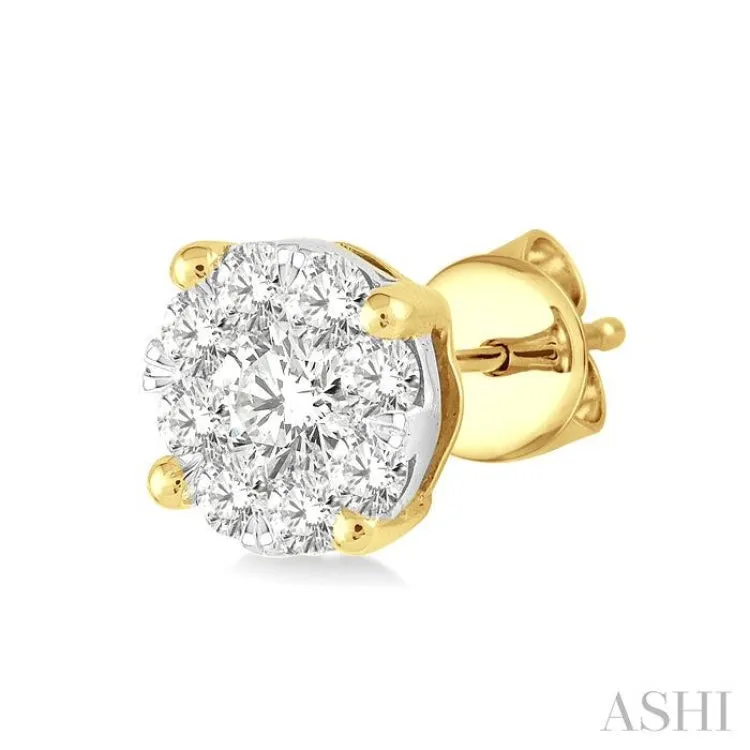 1/4 Ctw Lovebright Round Cut Diamond Earrings in 14K Yellow and white Gold