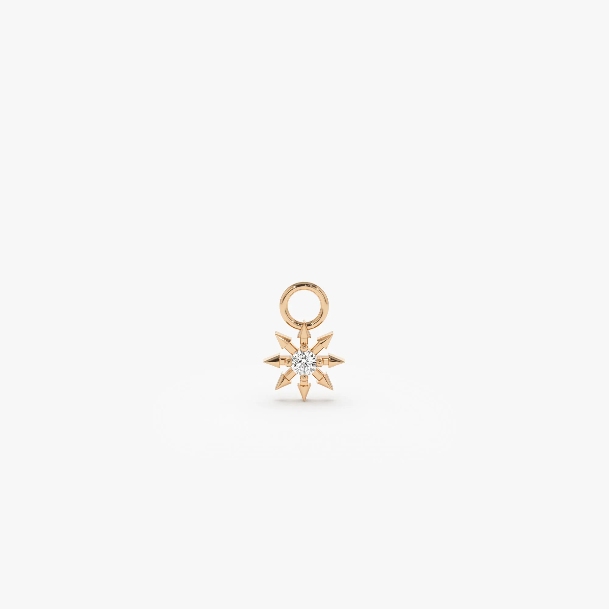 14k Diamond Spiked Star Hoop Charm