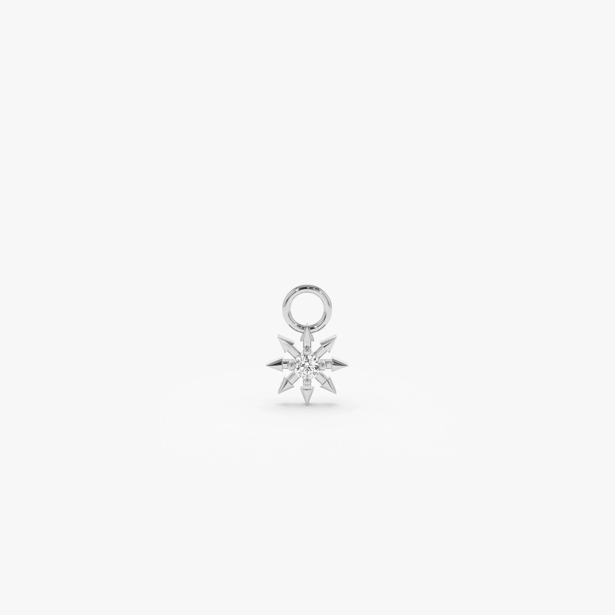 14k Diamond Spiked Star Hoop Charm