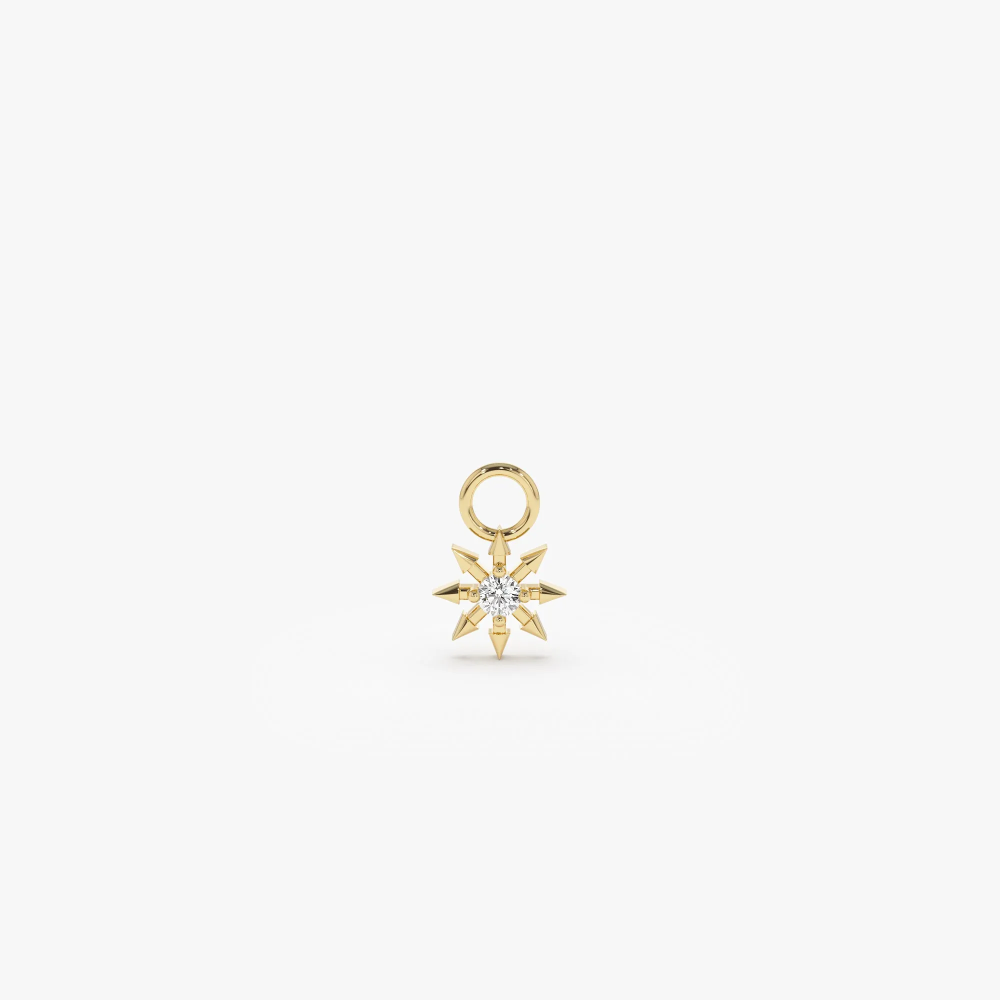 14k Diamond Spiked Star Hoop Charm