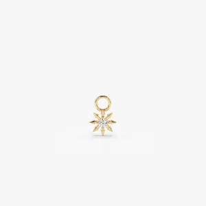 14k Diamond Spiked Star Hoop Charm