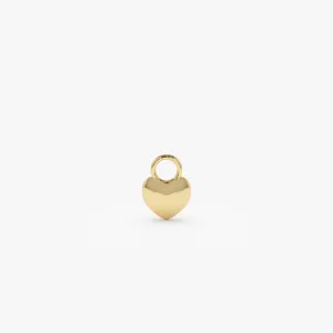 14k Dome Heart Hoop Charm