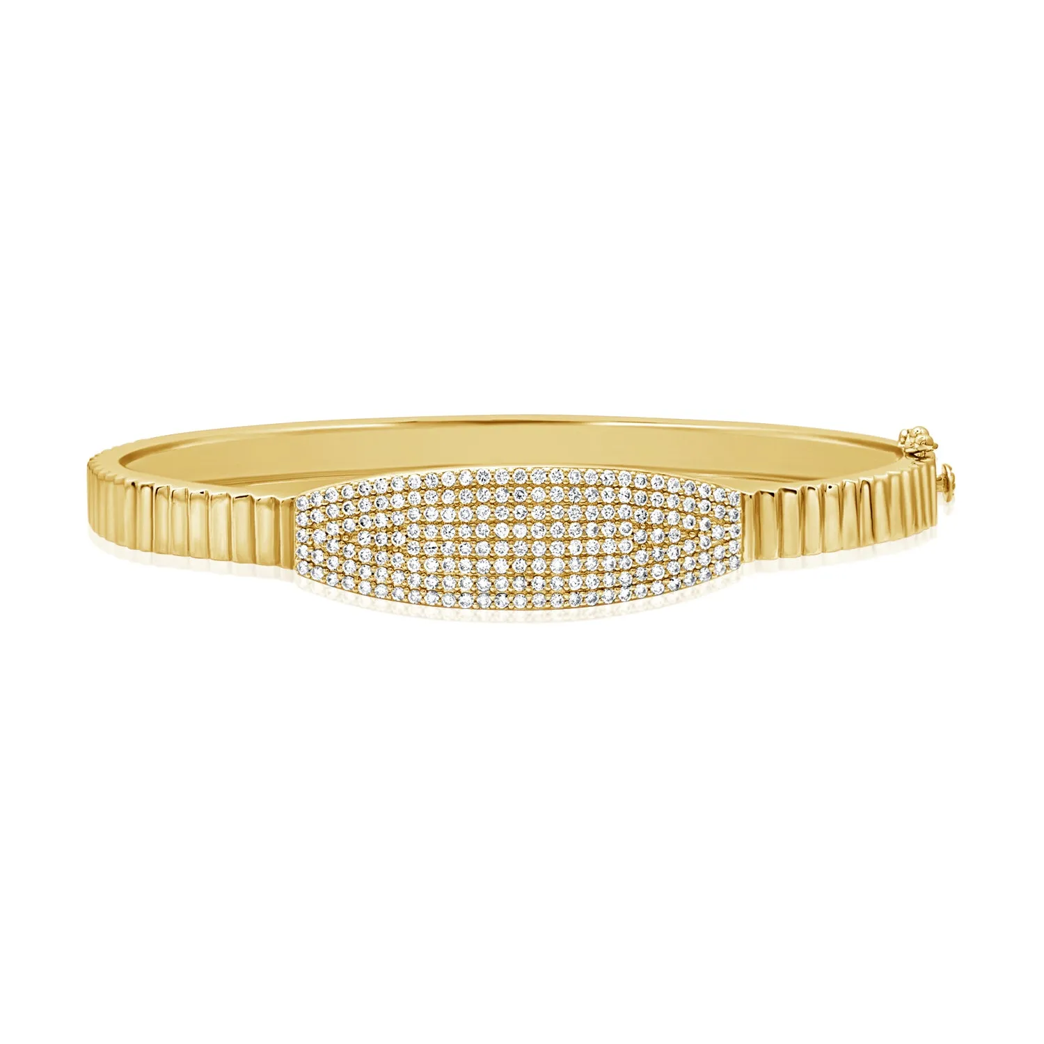 14K Gold & Diamond Fluted Bangle - 1.11ct