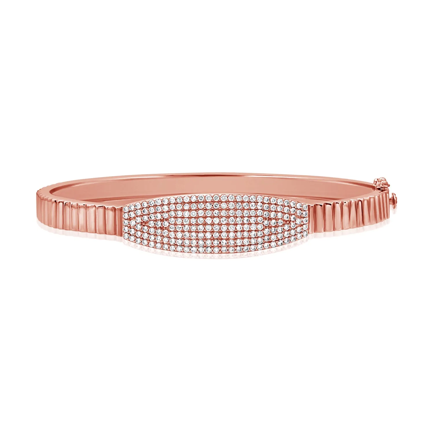 14K Gold & Diamond Fluted Bangle - 1.11ct