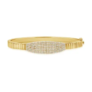 14K Gold & Diamond Fluted Bangle - 1.11ct