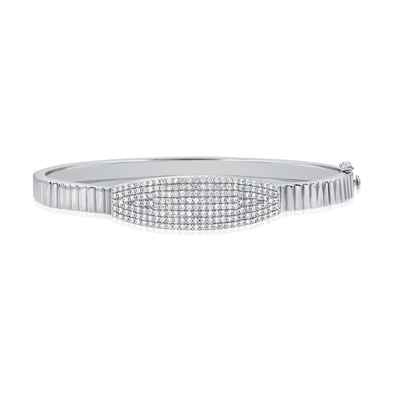 14K Gold & Diamond Fluted Bangle - 1.11ct