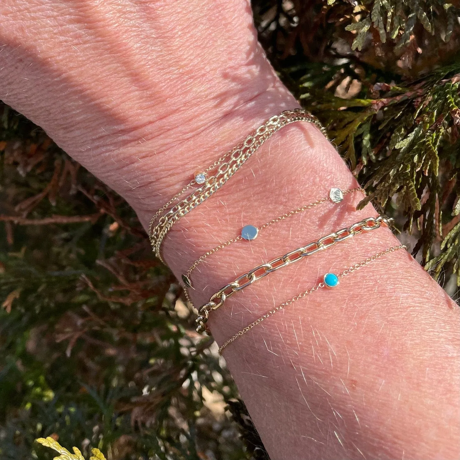 14k Gold Bezel Set Turquoise Bracelet