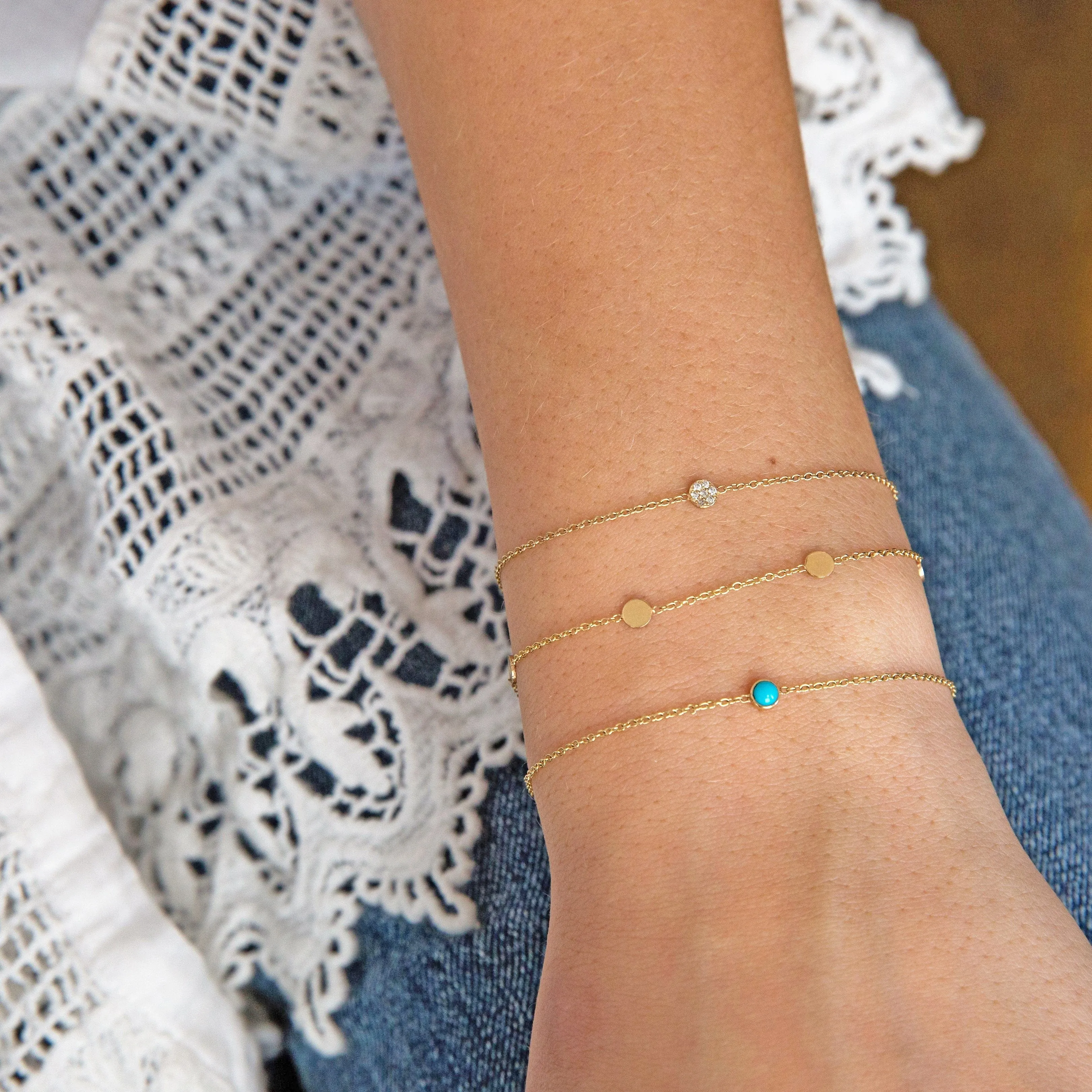 14k Gold Bezel Set Turquoise Bracelet