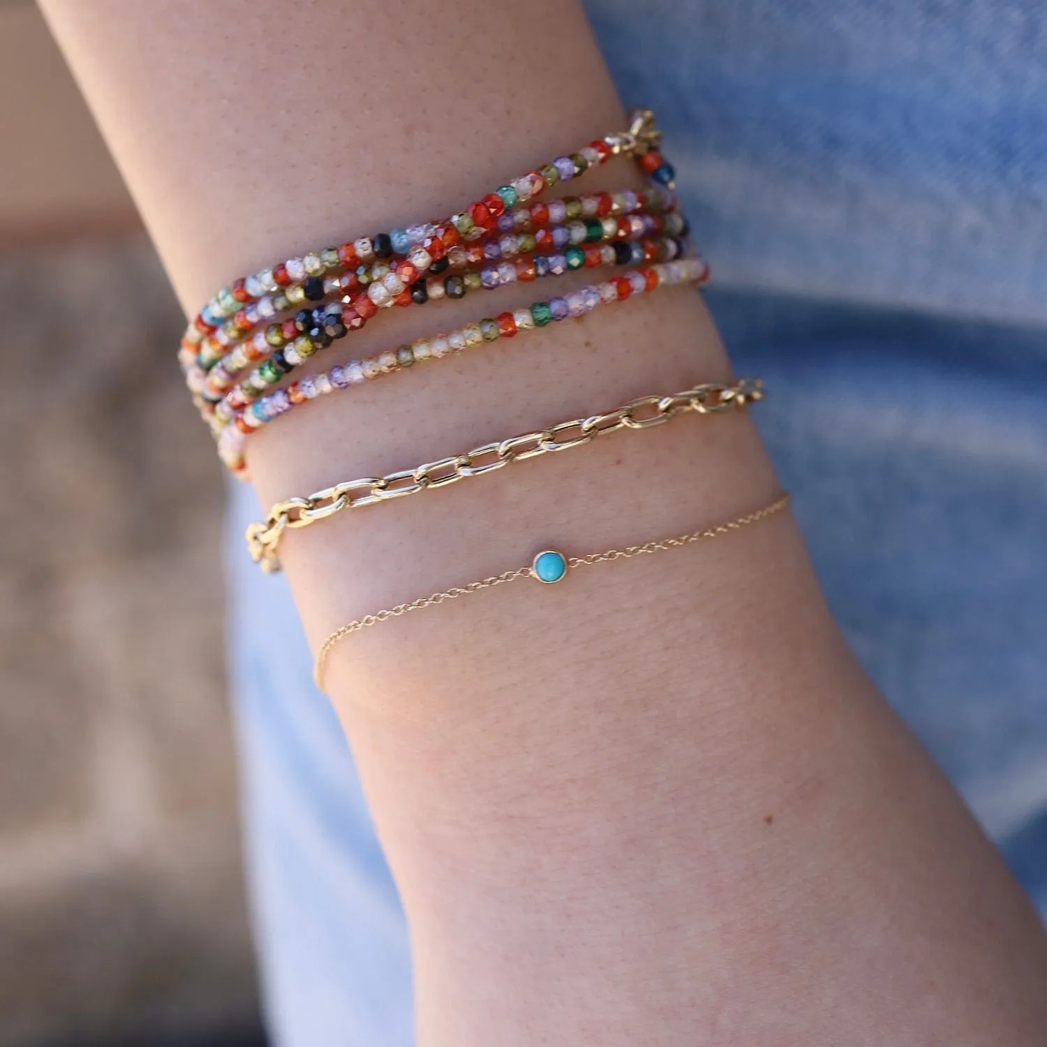 14k Gold Bezel Set Turquoise Bracelet