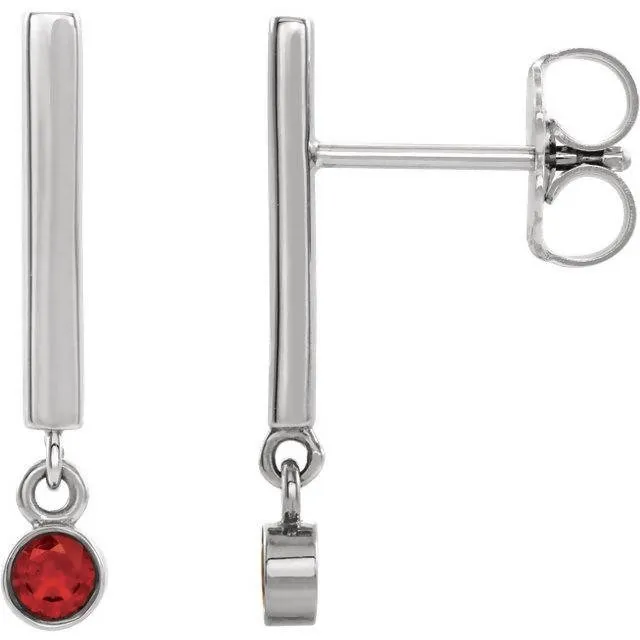 14K Gold Dangle Earrings with 2.5 mm Round Gemstones