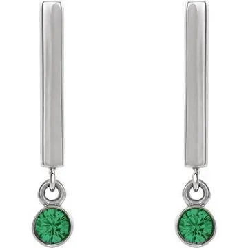 14K Gold Dangle Earrings with 2.5 mm Round Gemstones