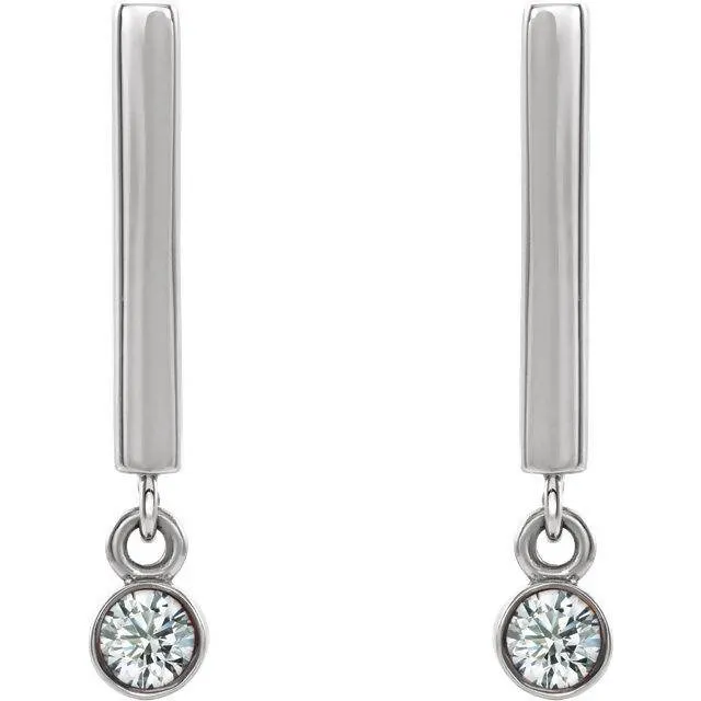 14K Gold Dangle Earrings with 2.5 mm Round Gemstones