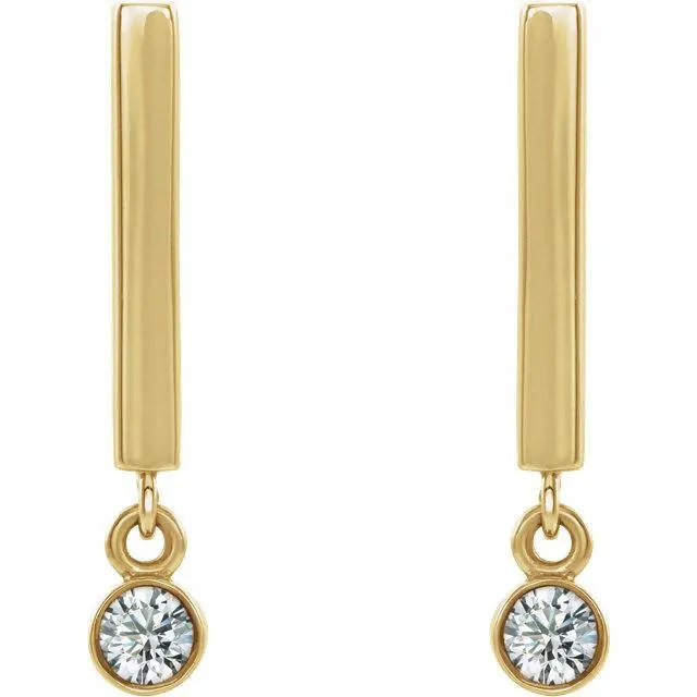 14K Gold Dangle Earrings with 2.5 mm Round Gemstones