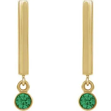 14K Gold Dangle Earrings with 2.5 mm Round Gemstones