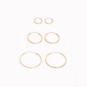 14k Gold Hoop Earrings Set