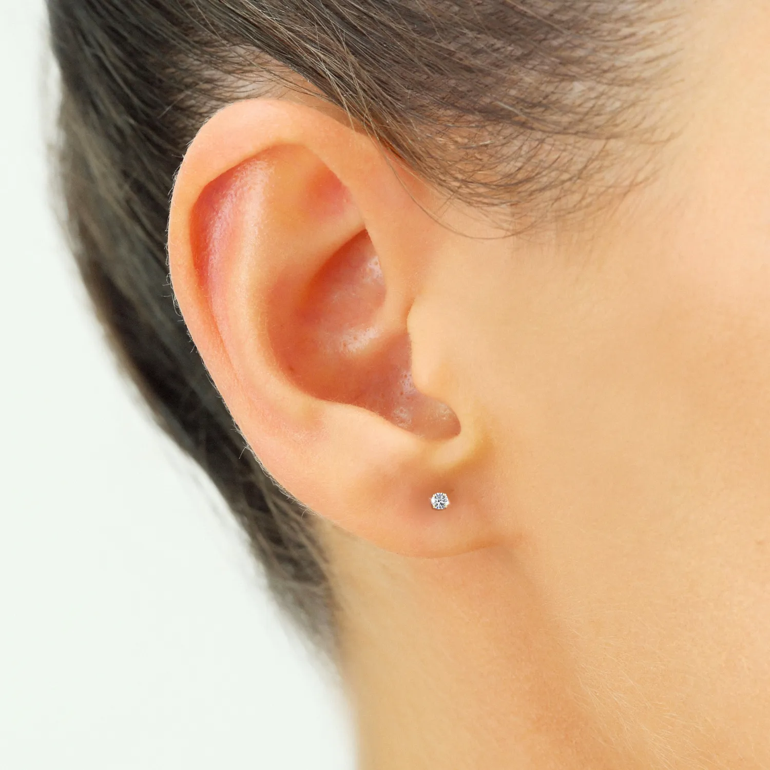 14K Gold Lab Diamond Stud Earrings, CVD Brilliant Solitaire Round Diamond Studs, 0.06 Carat Diamond Studs