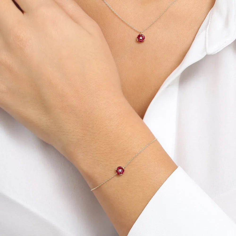14K Gold Marquise Ruby Cluster Necklace