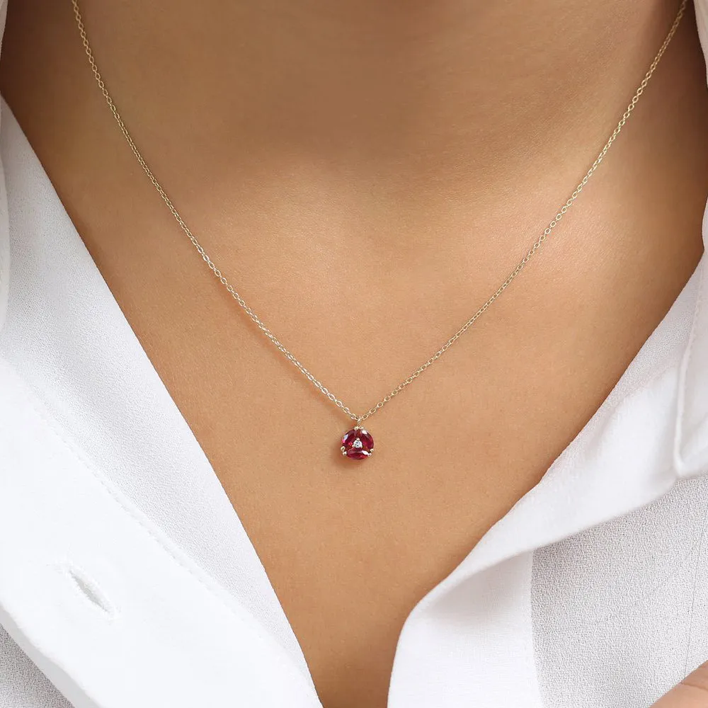 14K Gold Marquise Ruby Cluster Necklace