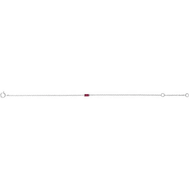 14K Gold Natural Ruby Baguette Bracelet