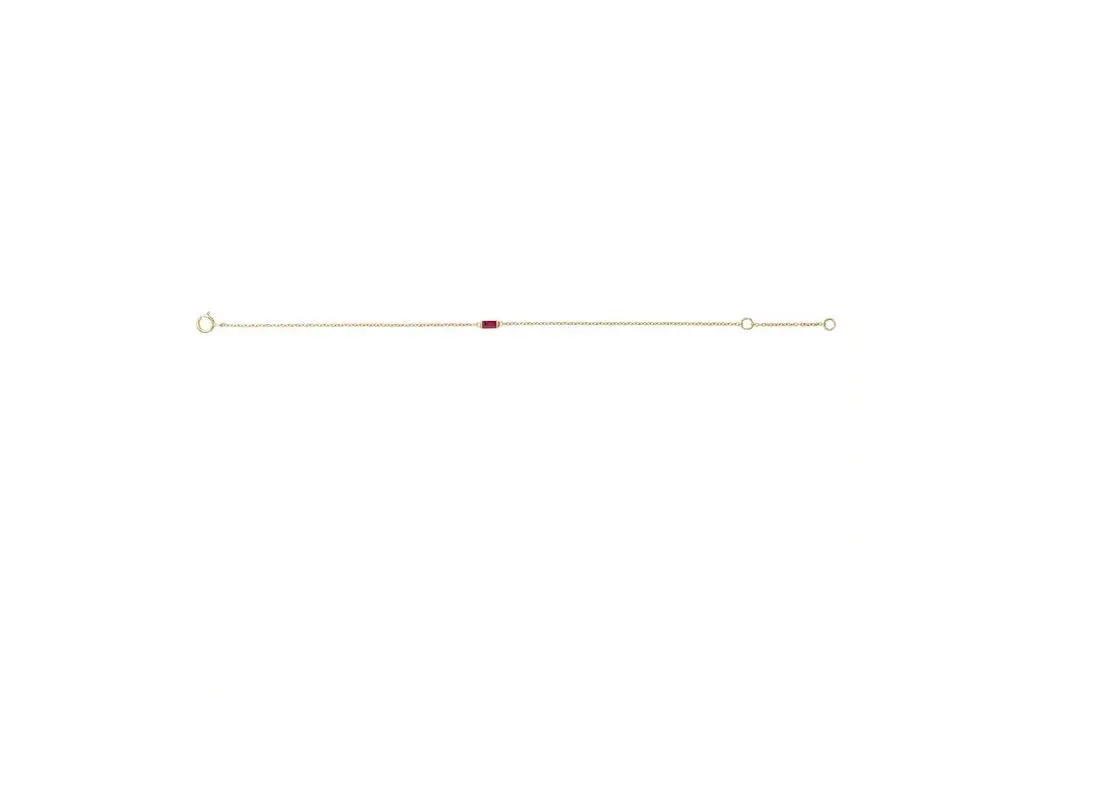 14K Gold Natural Ruby Baguette Bracelet
