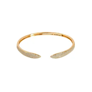 14K Rose Gold Diamond Bangle W/ VS Diamonds & Serpentine Open Cuff