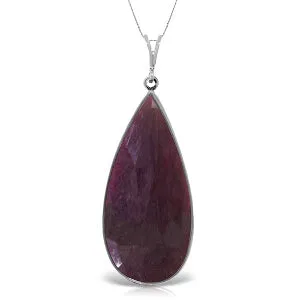 14K Solid White Gold Necklace Ruby