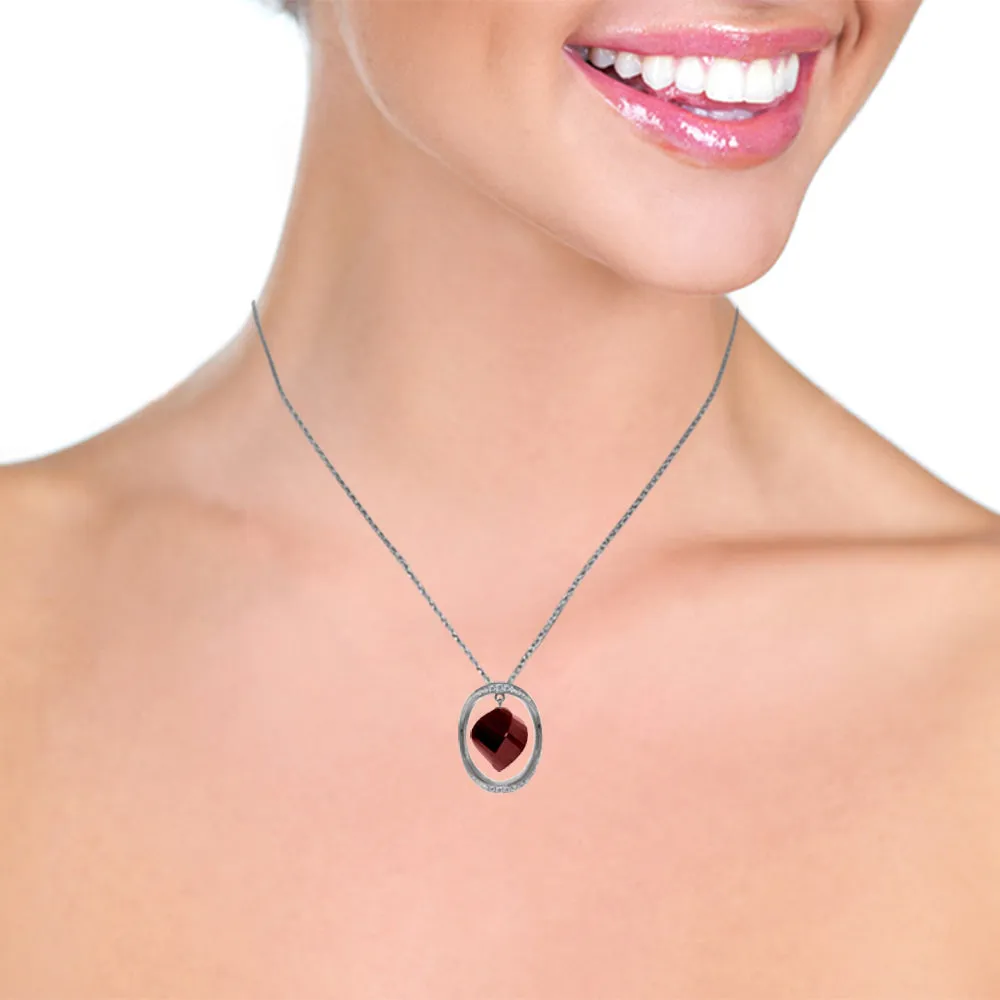 14K Solid White Gold Necklace w/ Twisted Briolette Dyed Green Ruby & Diamonds