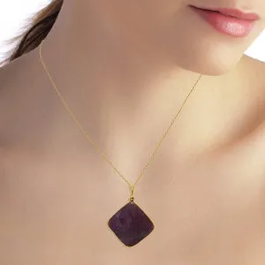 14K Solid Yellow Gold Checkerboard Cut Square Ruby Necklace