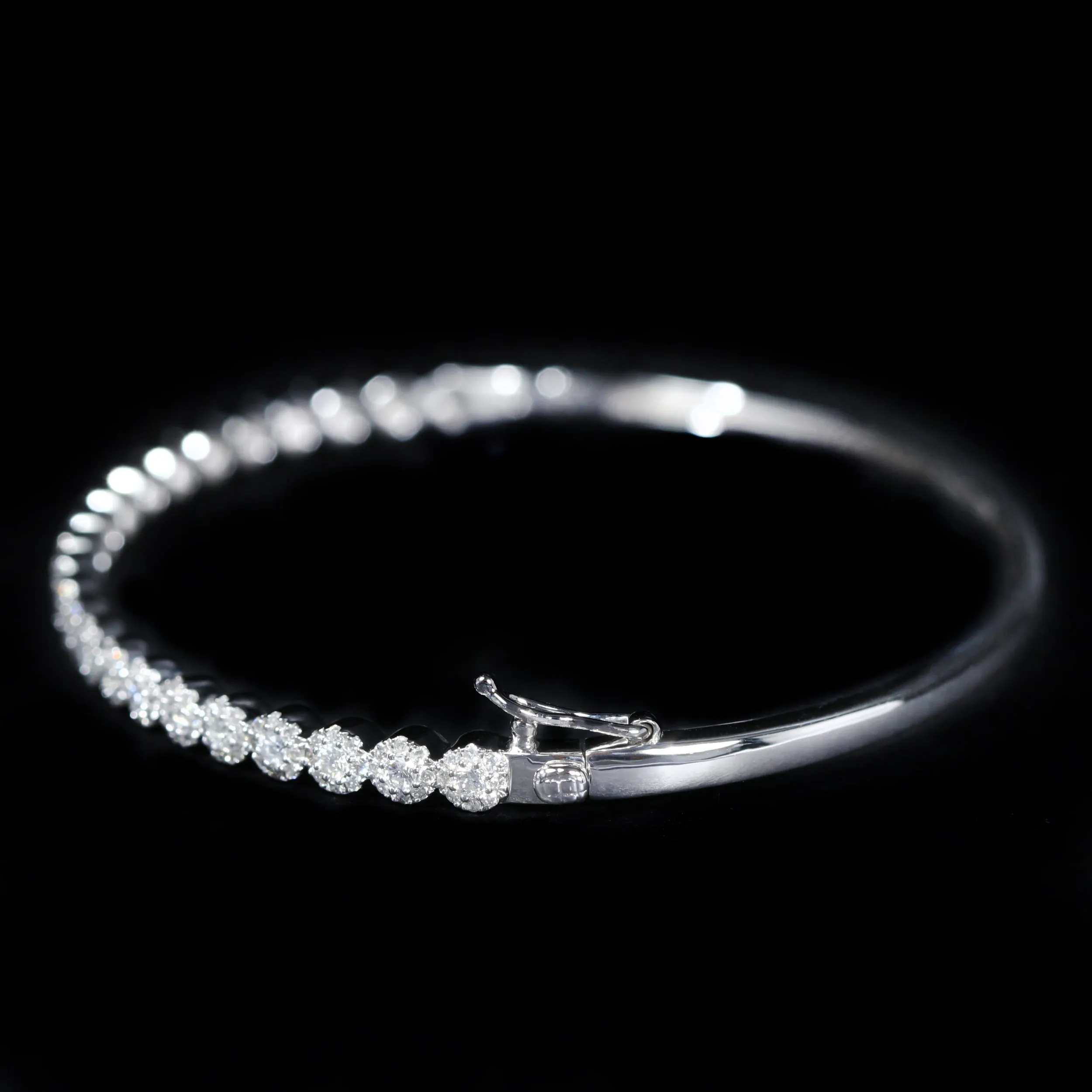14K White Gold 1.22 CTW Diamond Bangle Bracelet