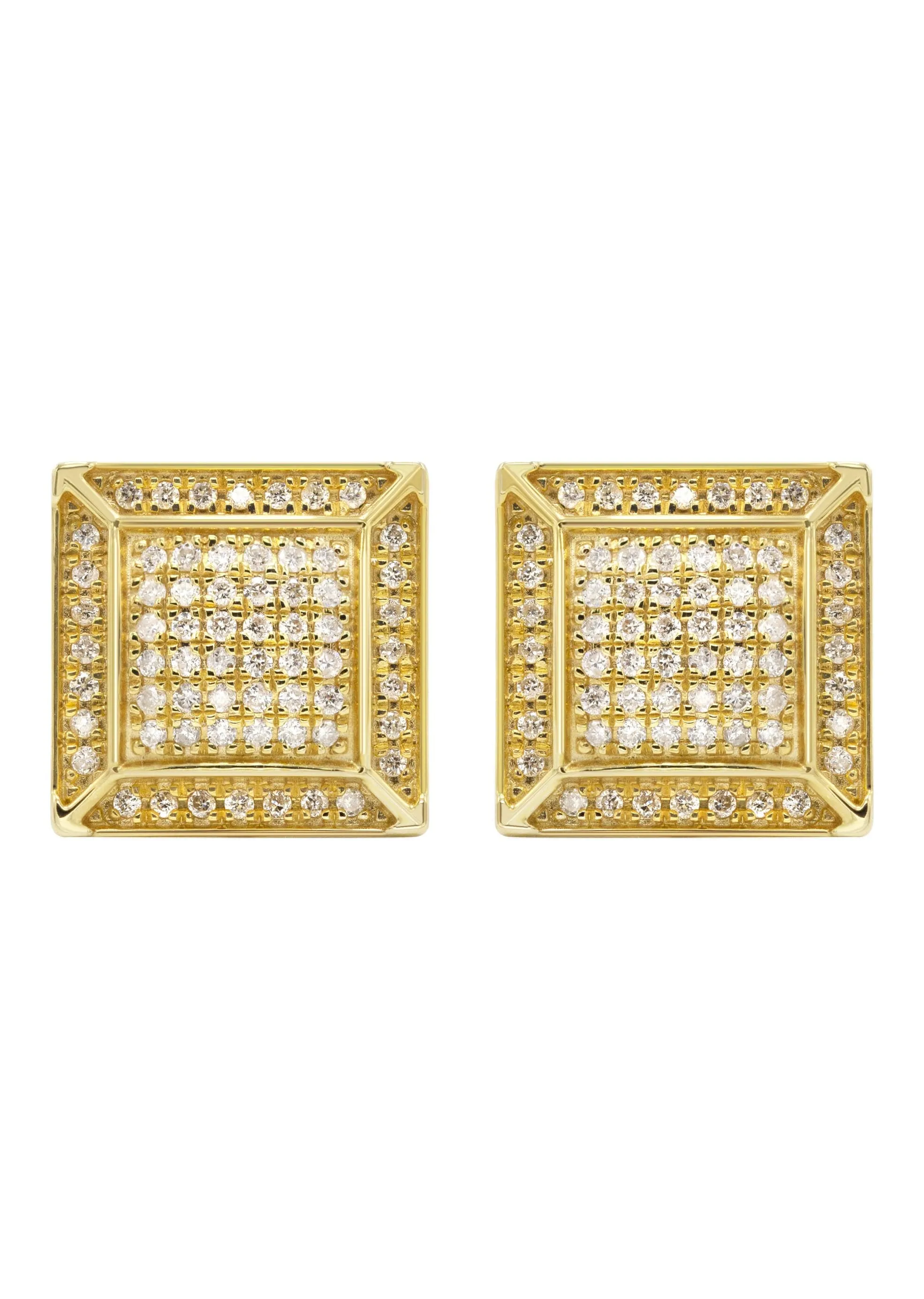 14K Yellow Gold Diamond Earrings For Men | 0.35 Carats | 3.62 Grams