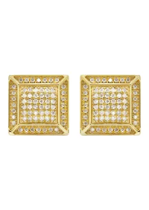 14K Yellow Gold Diamond Earrings For Men | 0.35 Carats | 3.62 Grams