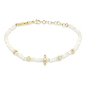14K Yellow Gold Fire Opal Bead Bracelet with Diamonds