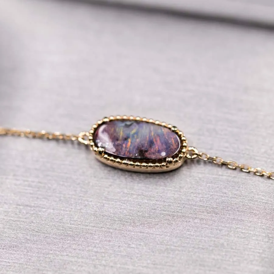 1.67 ct Australian Boulder Opal Bracelet in 18K Yellow Gold
