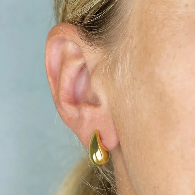 18ct Gold Plated Sterling Silver Pear Drop Stud Earrings