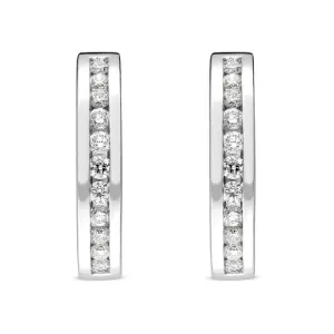 18ct White Gold 0.30ct Diamond Half Eternity Hoop Earrings