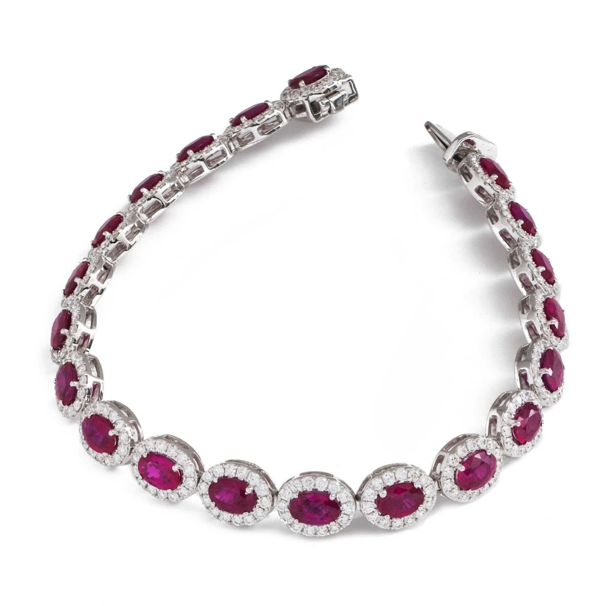 18ct White Gold Oval Ruby and Diamond Bracelet