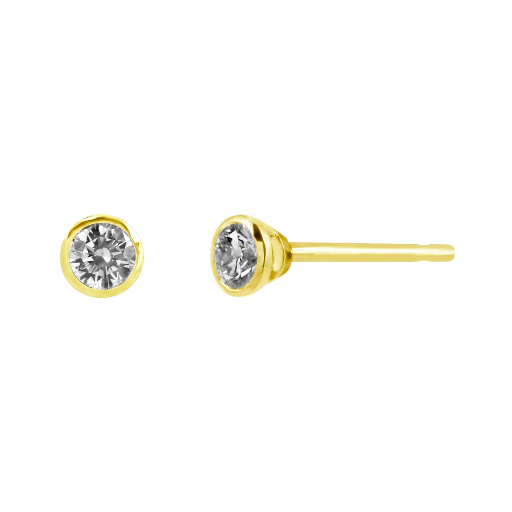 18ct Yellow Gold Bezel Set 0.25ct Diamond Stud Earrings KML1645YR5J