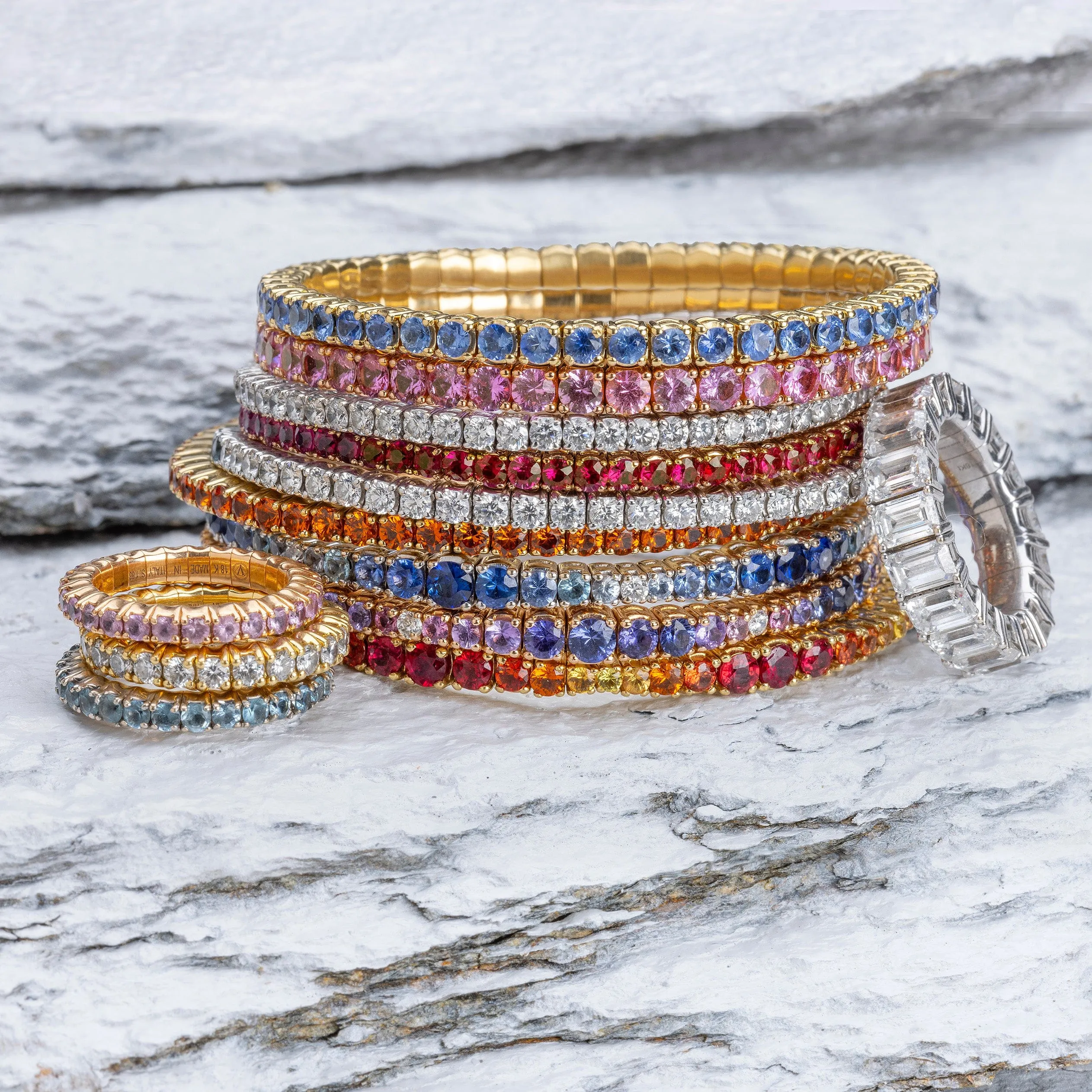 18K Gold Stretch Ruby Tennis Bracelet, 2.25-8.58 Carats