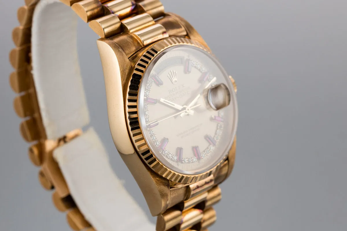 1986 Rolex 18K YG Day-Date 18038 with Diamond and Ruby String Dial